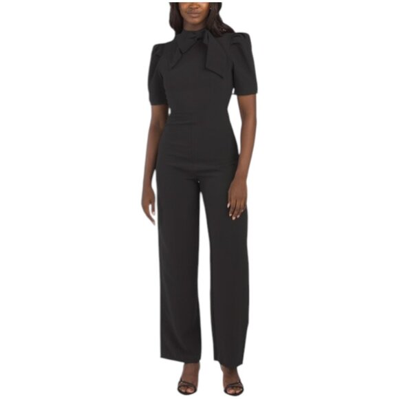 SUGAR LIPS Chelsea Tie Neck Pleated Sleeve Jumpsuit - Picture 1 of 2